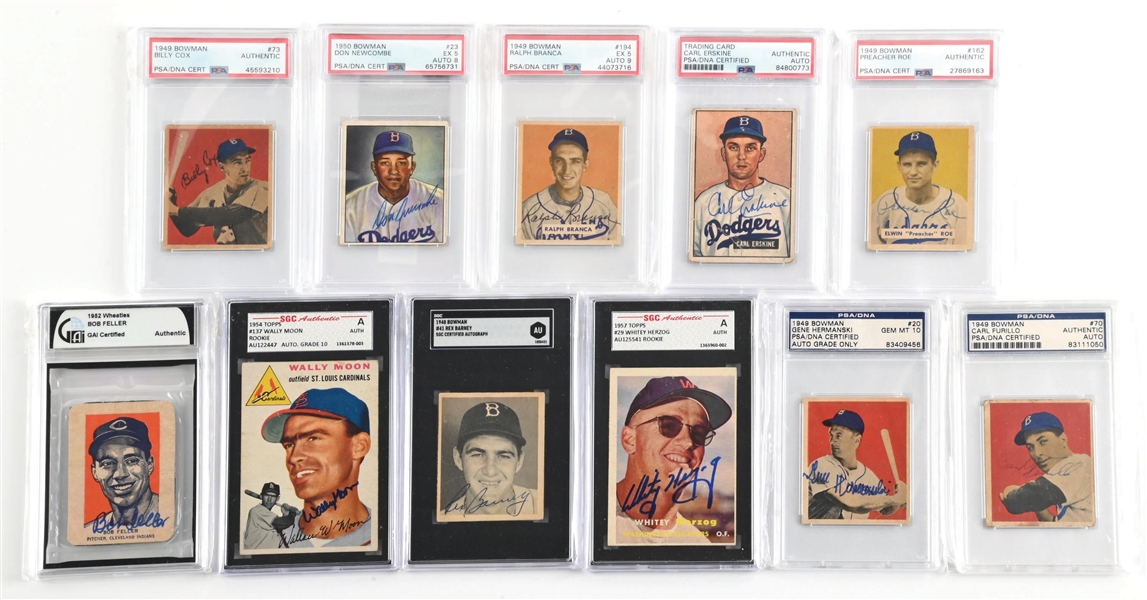 LOT OF 11: ASSORTED 1950S SIGNED CARDS INCLUDING 