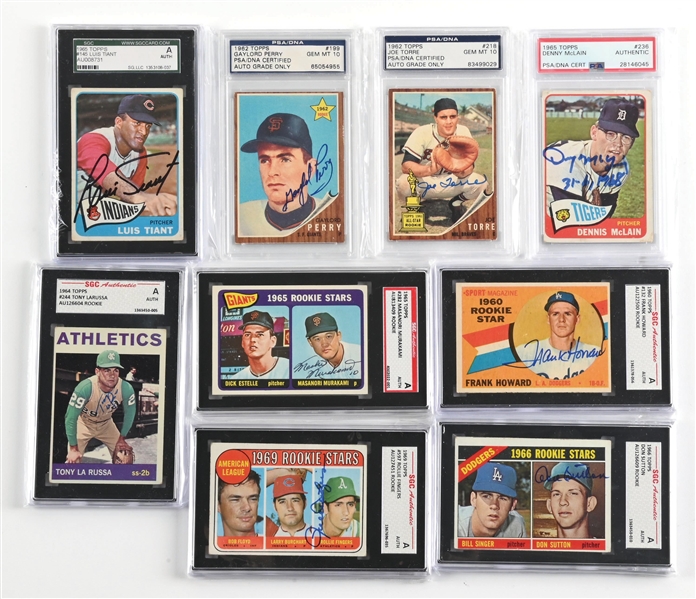 LOT OF 9: PSA AND SGC ENCAPSULATED SIGNED ROOKIES
