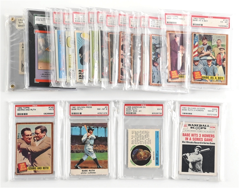 LOT OF 19: ASSORTED BABE RUTH CARDS