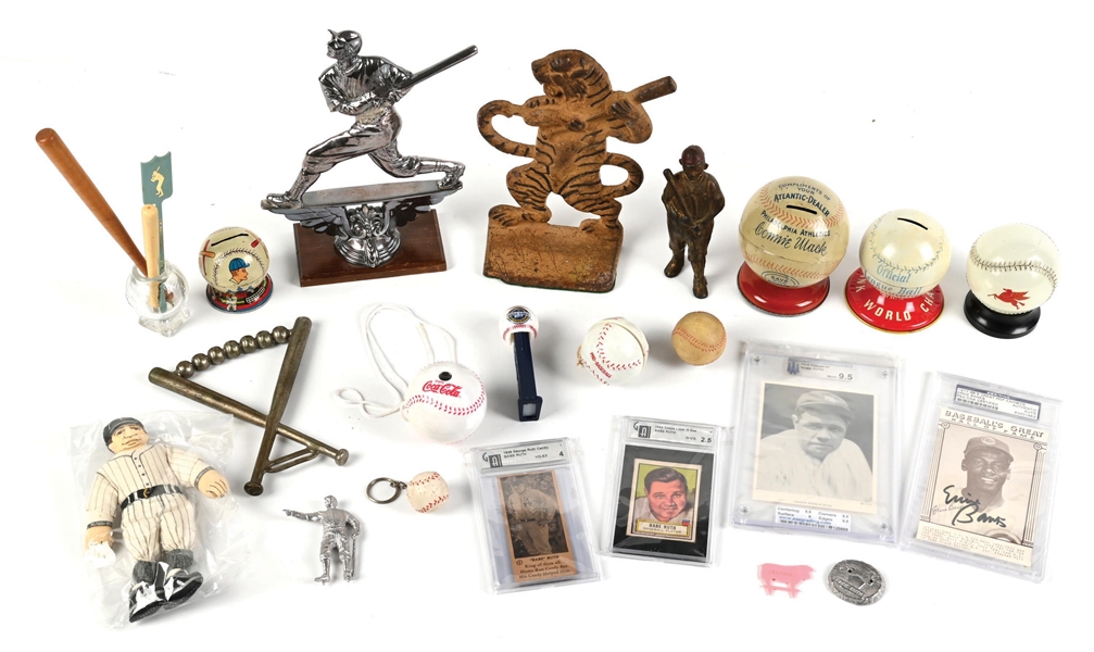LARGE LOT OF BASEBALL BANKS & MEMORABILIA