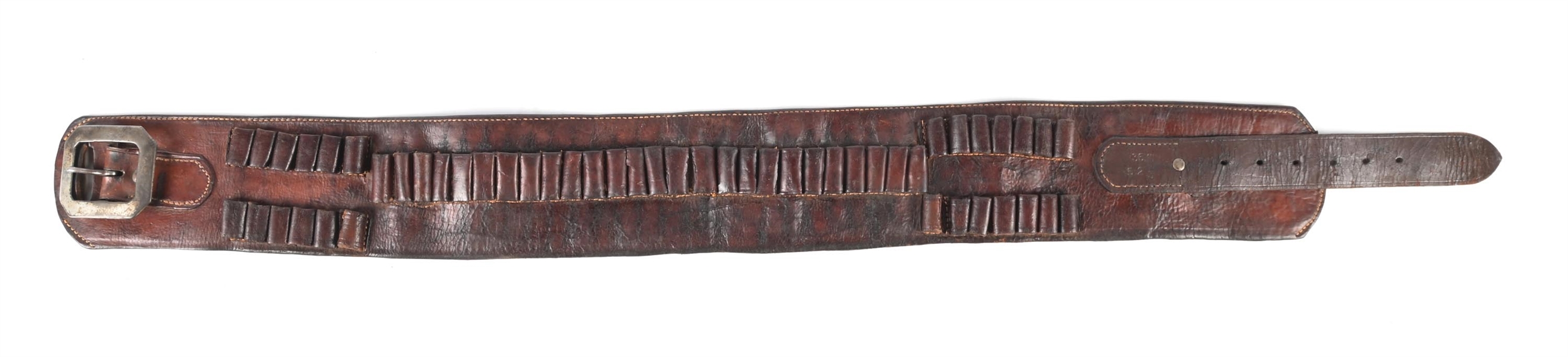 SCARCE ANTIQUE LEATHER RIFLE / REVOLVER CARTRIDGE MONEY  BELT.