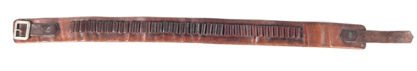 ANTIQUE SADDLE LEATHER CARTRIDGE BELT.