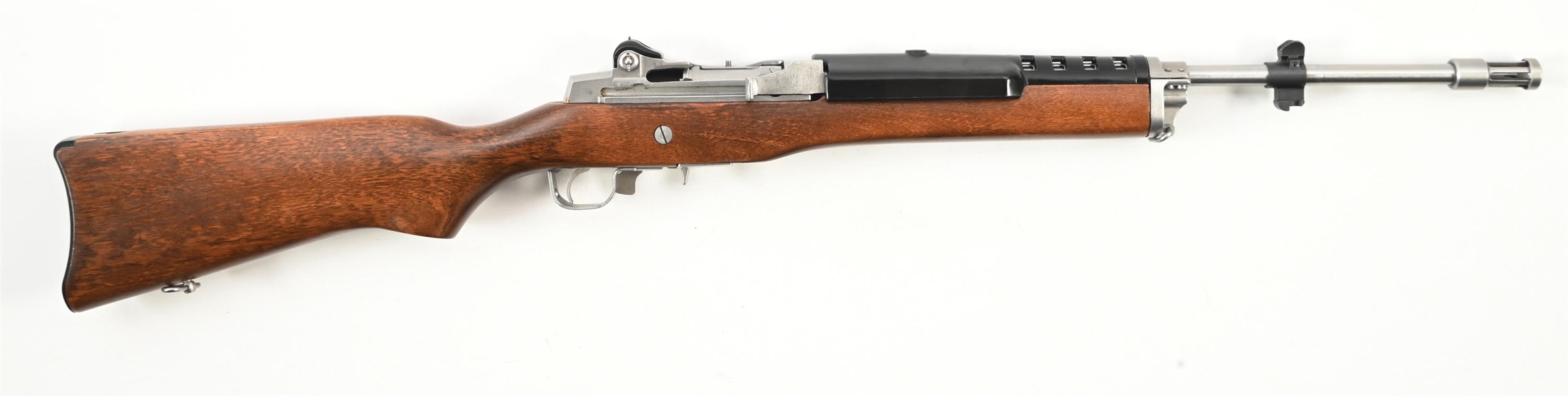 (M) STAINLESS RUGER MINI-14 SEMI-AUTOMATIC RIFLE.