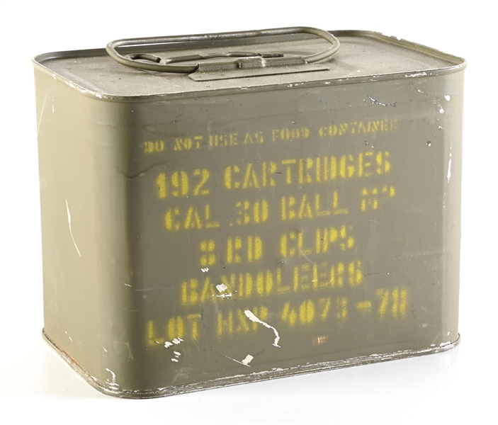 SEALED 192 ROUND CAN OF M2 BALL .30-06 AMMO FOR M1 GARAND RIFLES.
