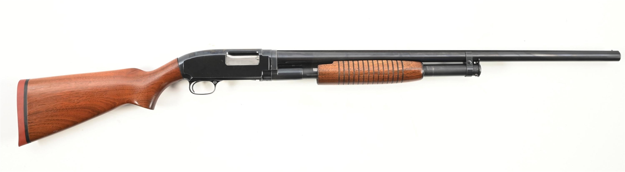 (C) WINCHESTER MODEL 12 SLIDE ACTION SHOTGUN.