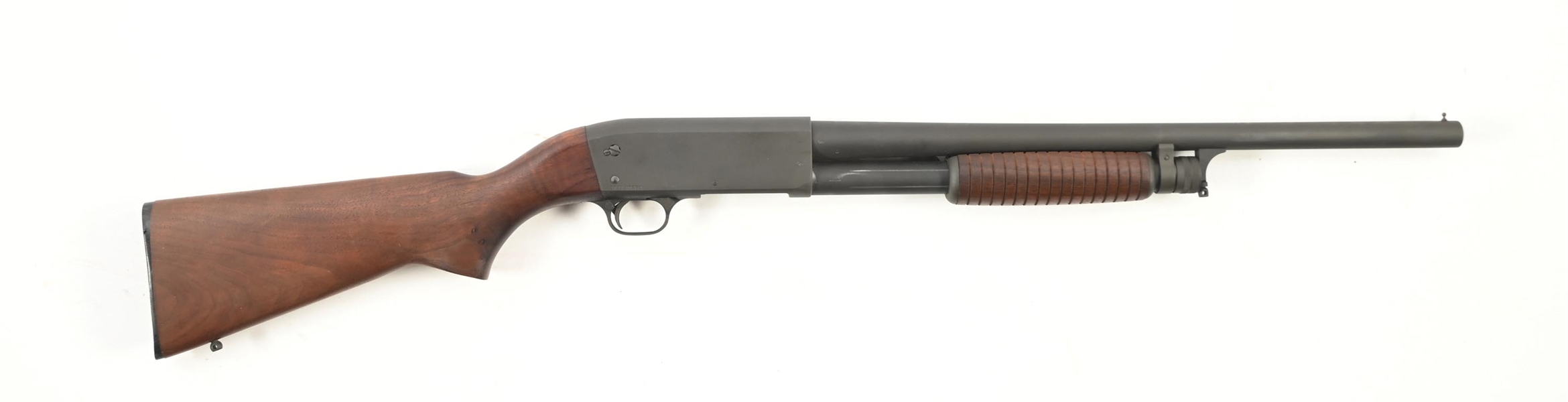 (C) ITHACA MODEL 37 FEATHERLIGHT SLIDE ACTION RIOT SHOTGUN.