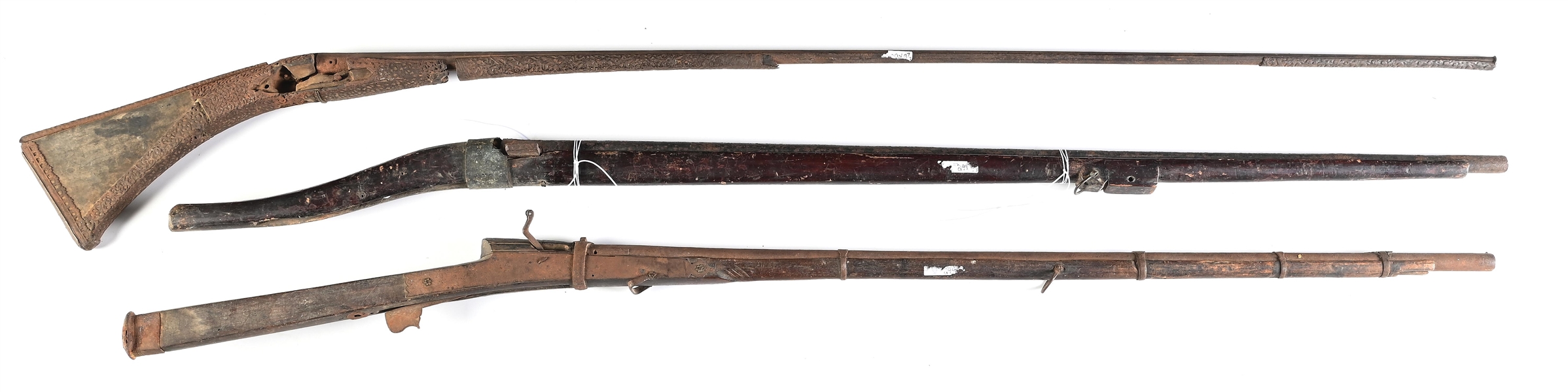 (A) LOT OF 3: THREE MATCHLOCK RIFLES.