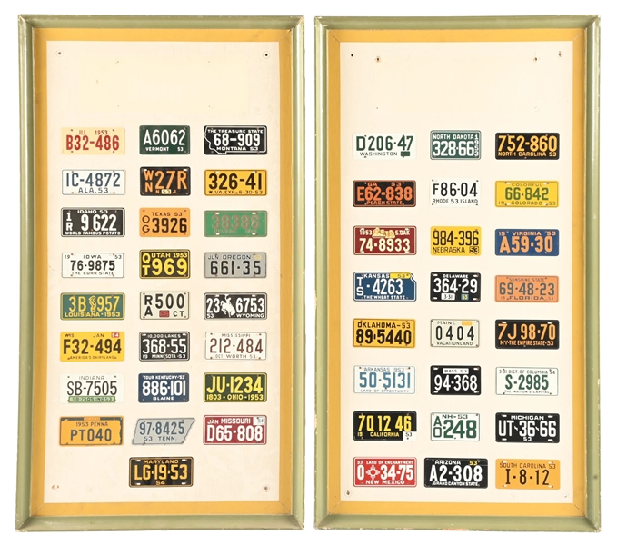 COLLECTION OF 46: 1953 & 1954 LICENSE PLATES. 