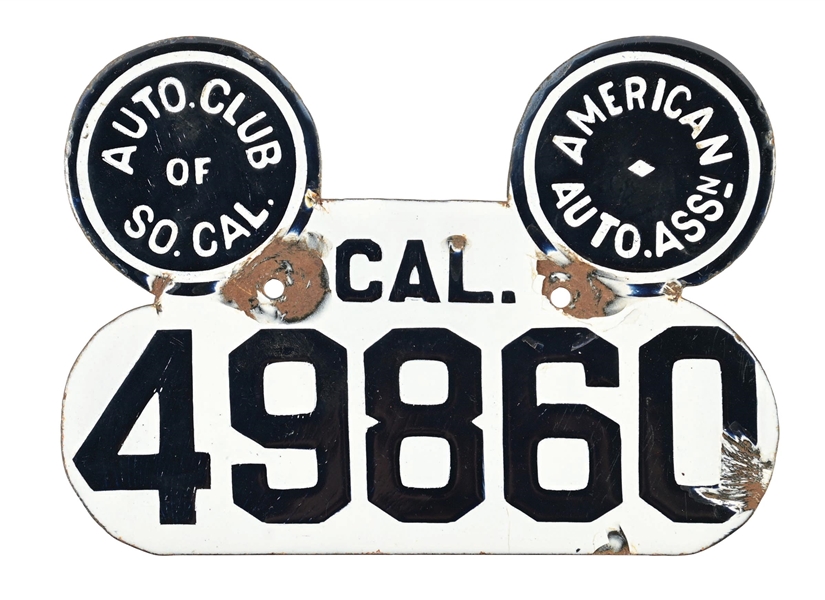 RARE "MICKEY MOUSE" CALIFORNIA PORCELAIN LICENSE PLATE SINGLE 49860