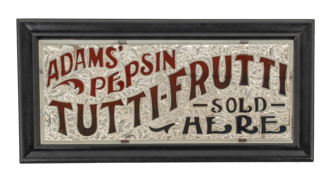 ADAMS PEPSIN TUTTI-FRUTTI REVERSE GLASS GLUE CHIP SIGN