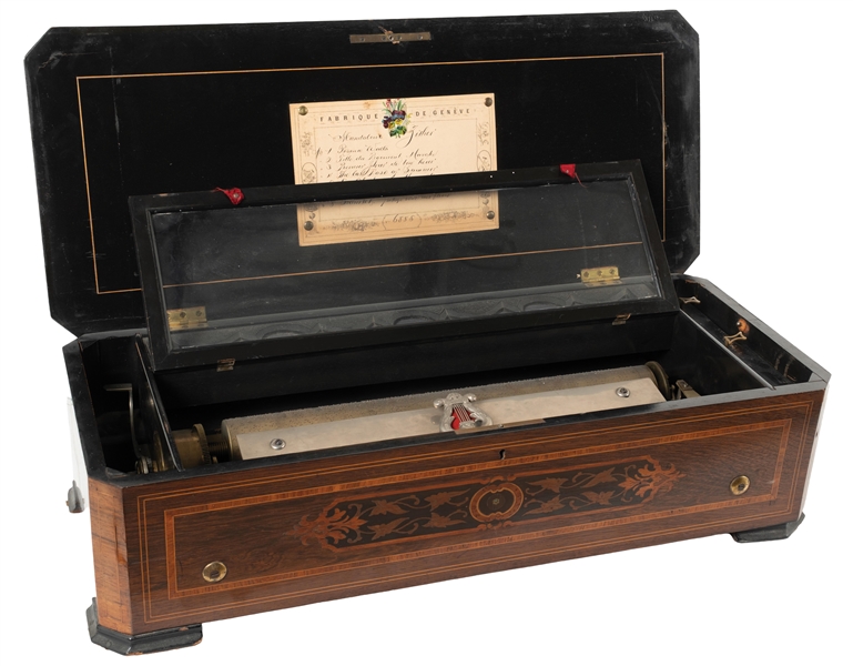 SWISS CYLINDER MUSIC BOX PLAYING 8 TUNES