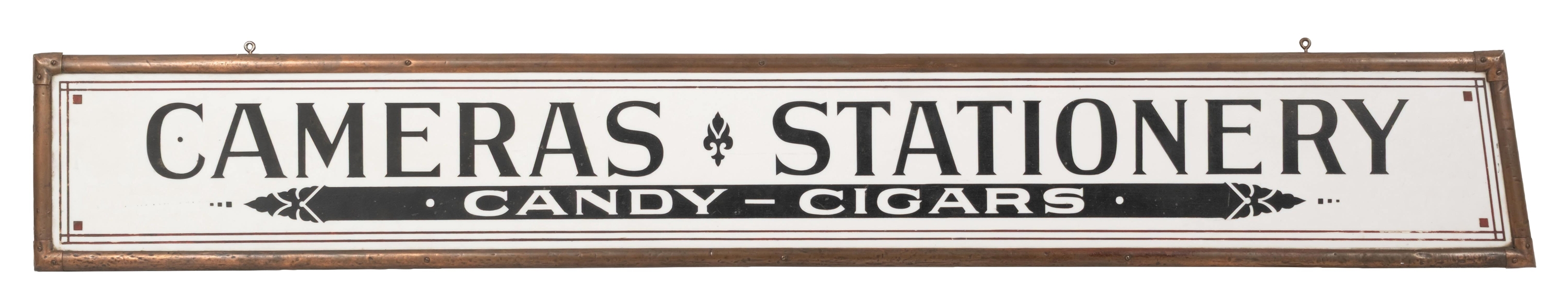 VERTICAL "CAMERAS-STATIONERY-CANDY-CIGARS" SIGN