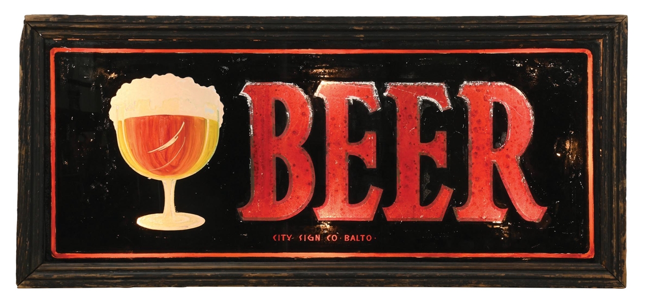 REVERSE GLASS LIGHT-UP BEER SIGN