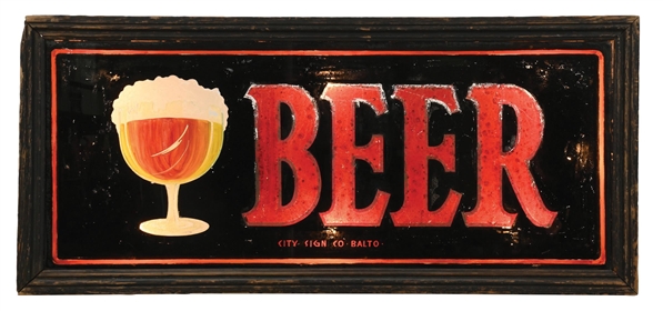 REVERSE GLASS LIGHT-UP BEER SIGN