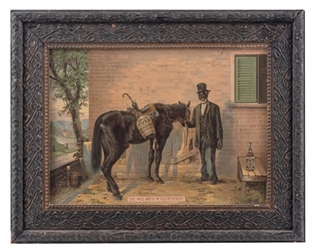 FRAMED CARDBOARD ADVERTISEMENT FOR GREEN RIVER WHISKEY