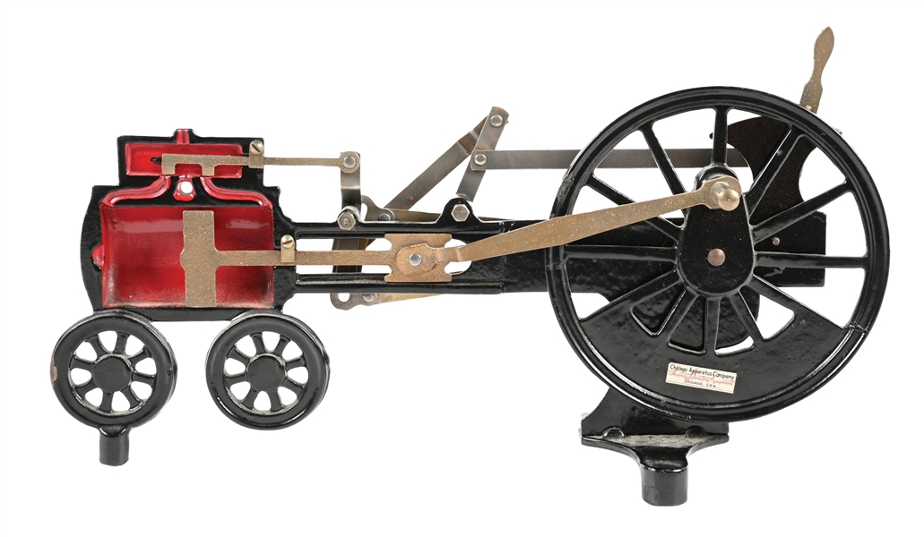 CHICAGO APPARATUS COMPANY CAST IRON STEAM LOCOMOTIVE CUTAWAY DEMONSTRATION MODEL