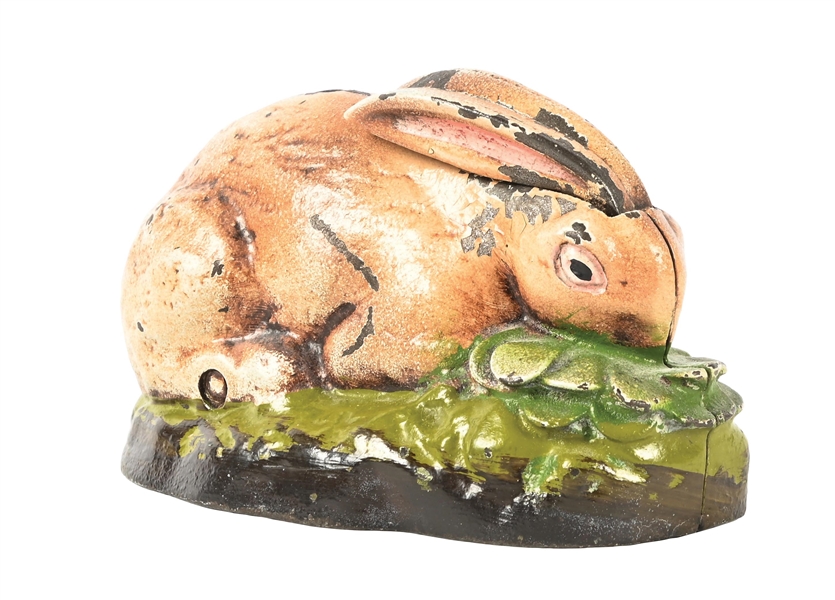KILGORE MFG. RABBIT IN CABBAGE CAST IRON MECHANICAL BANK