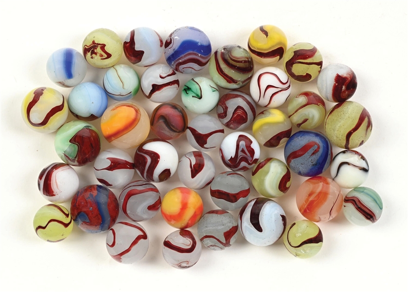 LARGE LOT OF OXBLOOD MARBLES