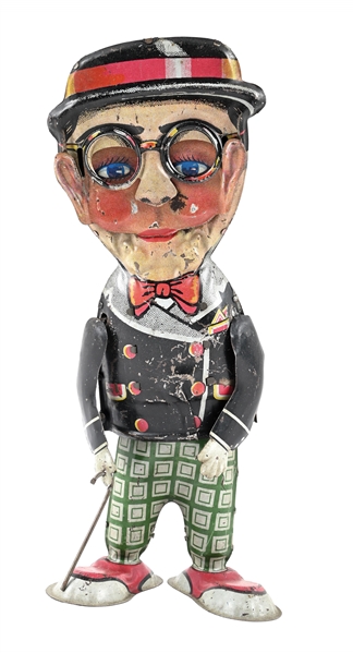 LOUIS MARX TIN WIND-UP FUNNY FACE MAN HAROLD LLOYD TOY