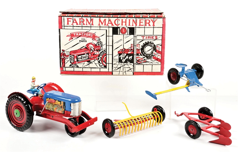 LOUIS MARX & CO. TRACTOR SERVICE FARM MACHINERY REPAIR DEPARTMENT TOY W/ ORIGINAL BOX