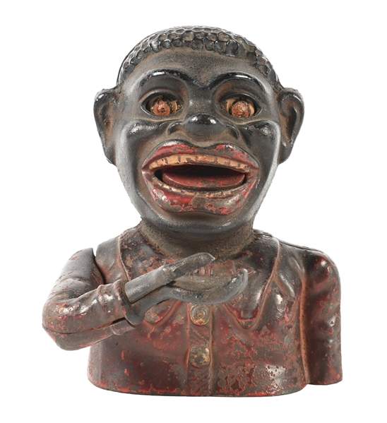 1882 SHEPARD HARDWARE CO. JOLLY "N" CAST IRON MECHANICAL BANK