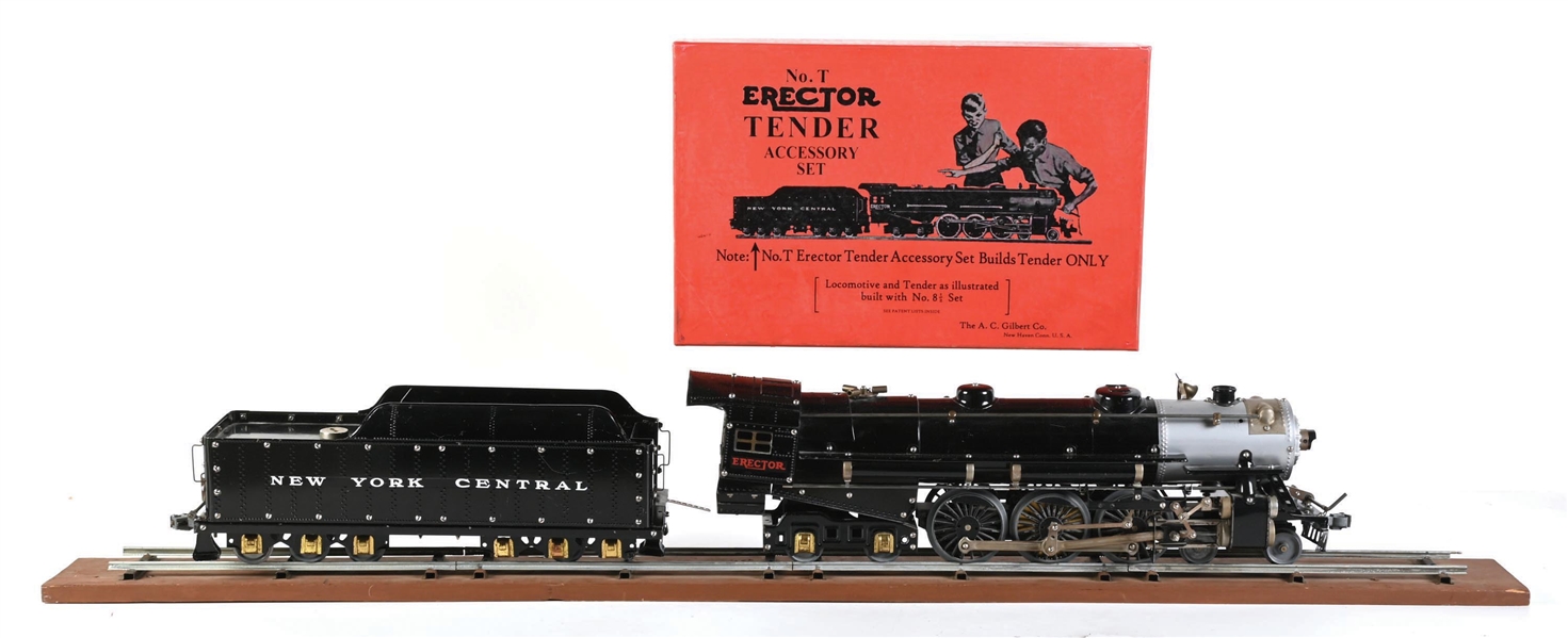 LOT OF 4: ERECTOR HUDSON LOCO W/ TENDER, TRACK AND TENDER ACCESSORY SET BOX