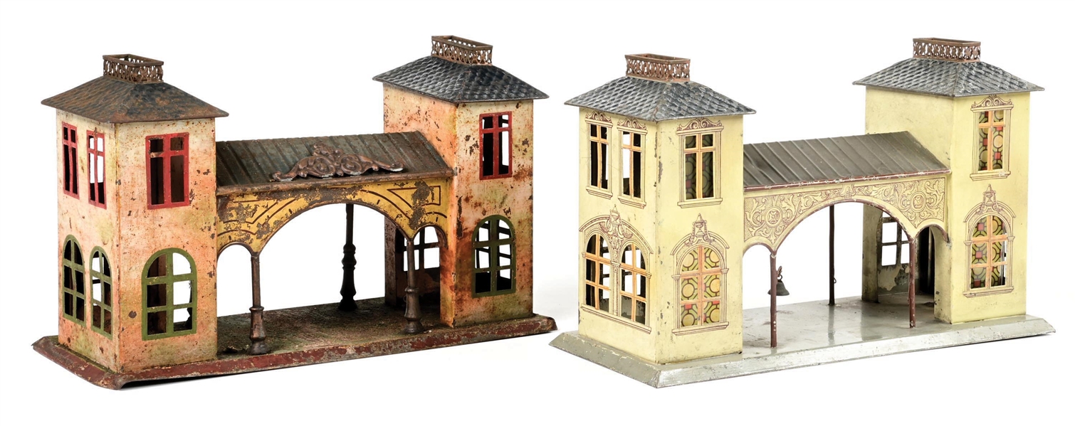 LOT OF 2: GERMAN BING TIN TRAIN STATIONS