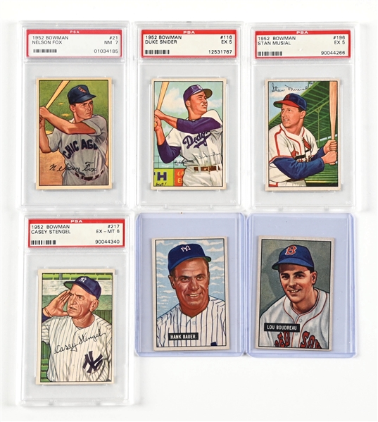 LOT OF 6: 1950S BOWMAN BASEBALL CARDS. 