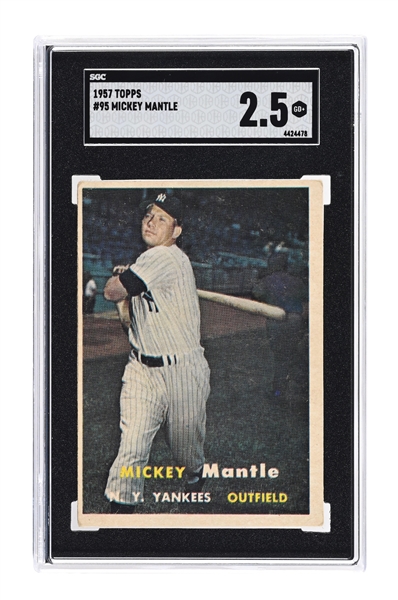 1957 TOPPS #95 MICKEY MANTLE SGC 2.5.