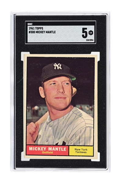 1961 TOPPS #300 MICKEY MANTLE SGC 5 EX.