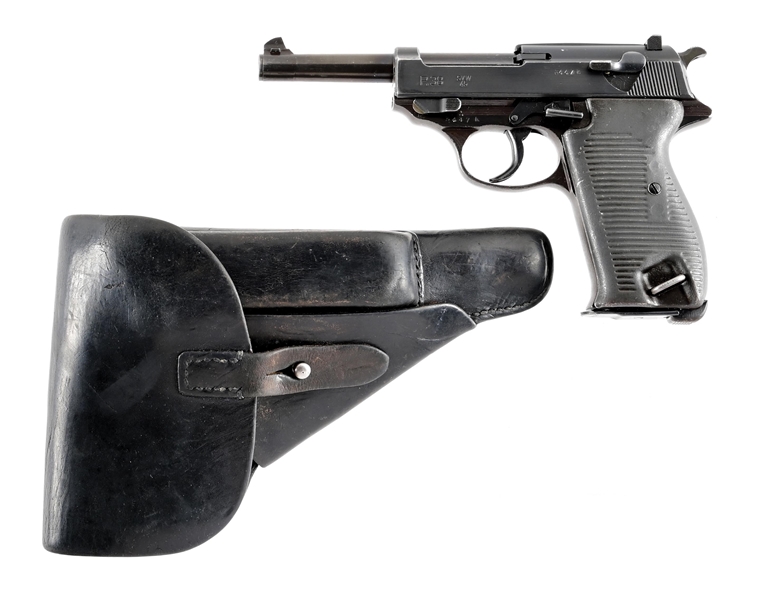 (C) FRENCH SVW 45 P.38 9MM SEMI-AUTOMATIC PISTOL WITH HOLSTER AND SPARE MAGAZINE.