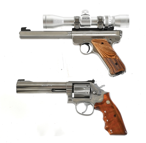 (M) LOT OF TWO: RUGER MARK II TARGET .22 LR SEMI-AUTOMATIC PISTOL AND A SMITH & WESSON 617 .22 LR DOUBLE ACTION REVOLVER.