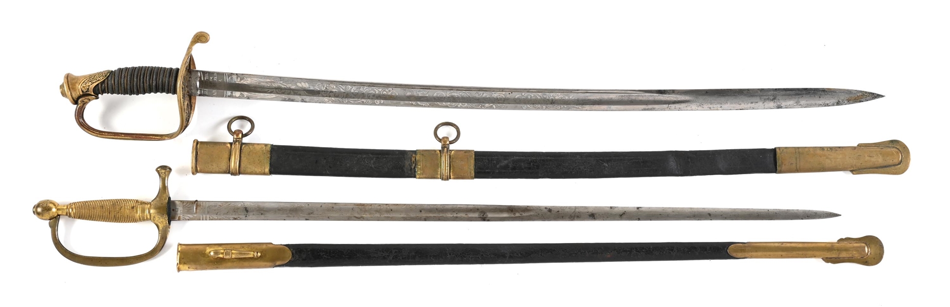 LOT OF 2: US CIVIL WAR M1850 FOOT OFFICER AND M1840 MUSICIAN SWORDS BY HORSTMANN. 