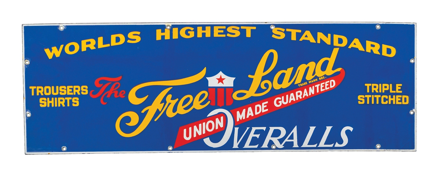 THE FREE LAND OVERALLS SIGN