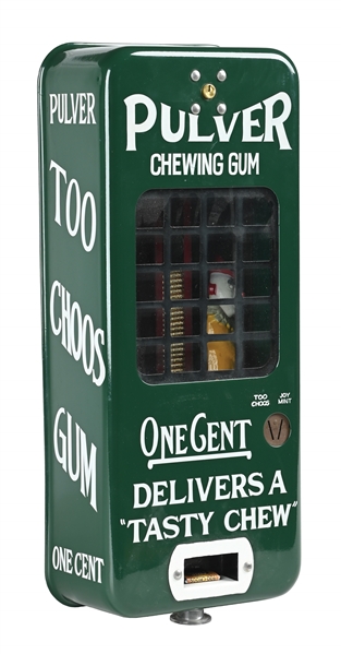 1¢ DARK GREEN PORCELAIN CLOWN PULVER VENDING MACHINE