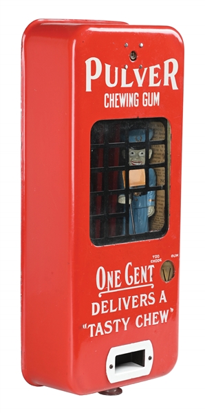 1¢ RED PORCELAIN STOP AND GO COP PULVER VENDING MACHINE