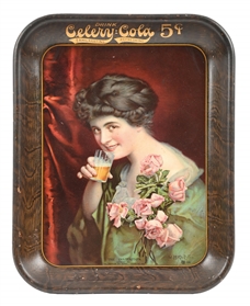 DRINK CELERY-COLA 5¢ SODA FOUNTAIN SERVING TRAY "THE INVITATION"