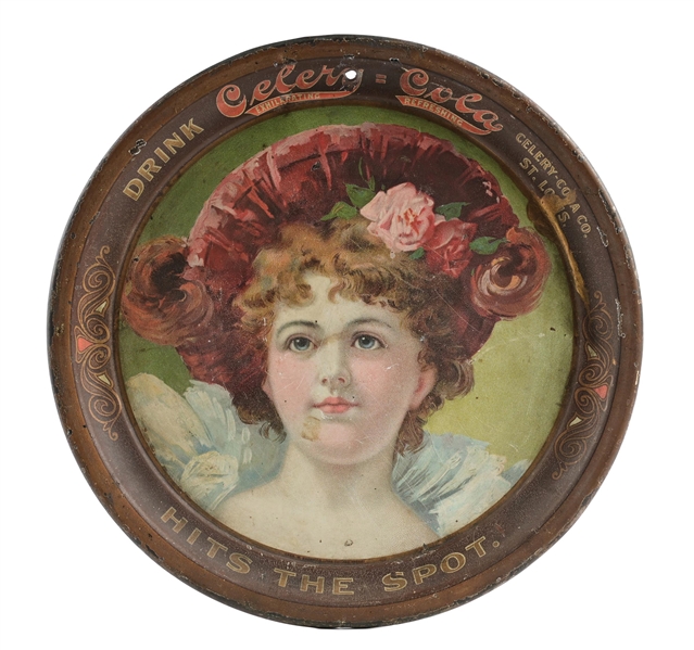C. 1904 DRINK CELERY-COLA SODA FOUNTAIN ROUND SERVING TRAY