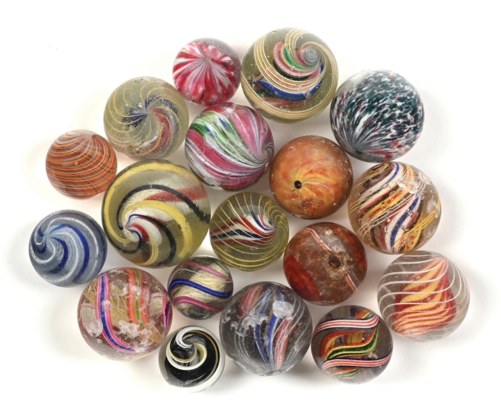 LOT OF 18: HANDMADE MARBLES