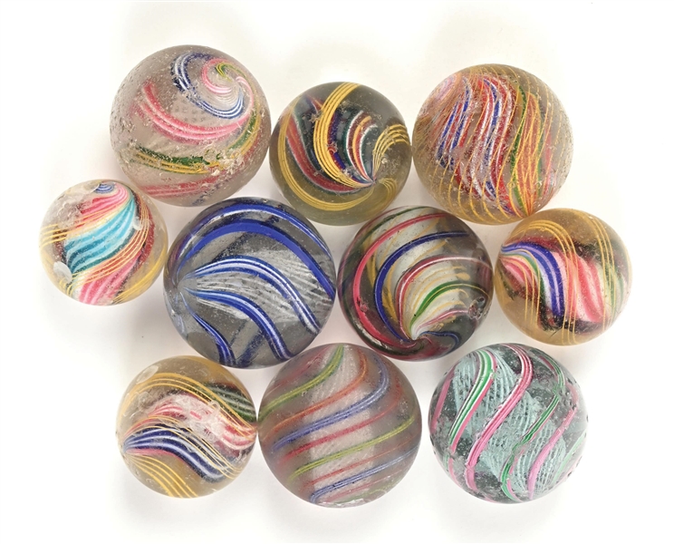 LOT OF 10: SWIRL MARBLES 