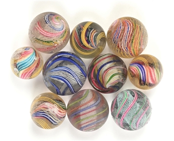 LOT OF 10: SWIRL MARBLES 