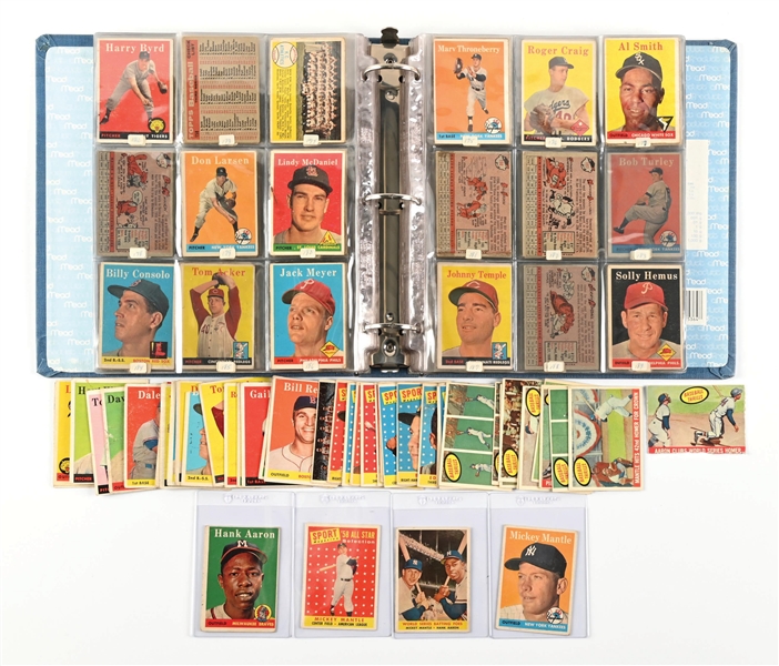 1958 TOPPS GROUP LOT WITH MICKEY MANTLE 