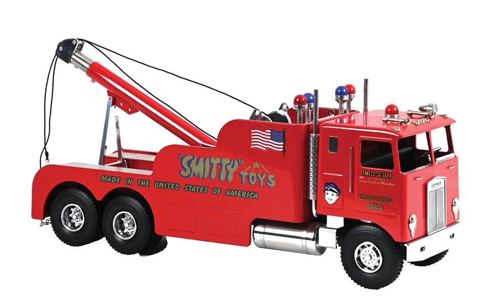 SMITH-MILLER RED KENWORTH SMITTY TOYS WRECKER TRUCK W/ BOX
