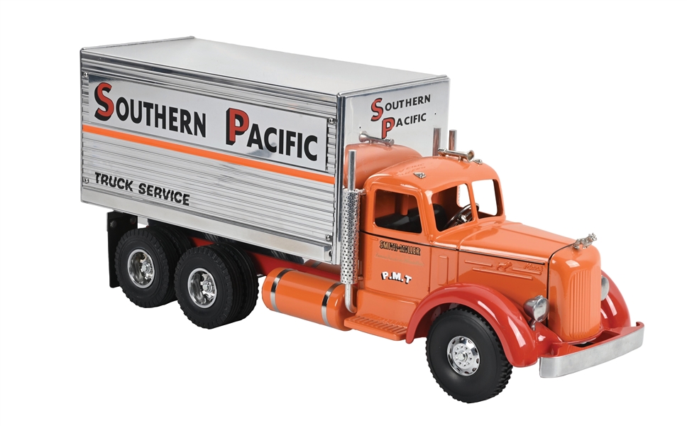 SMITH-MILLER PRESSED STEEL ORANGE/RED SOUTHERN PACIFIC 10-WHEELER BOX TRUCK