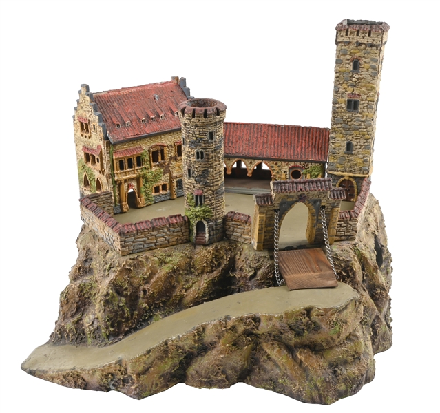 PRE-WAR HAUSSER ELASTOLIN COMPOSITION RAILROAD TOY CASTLE
