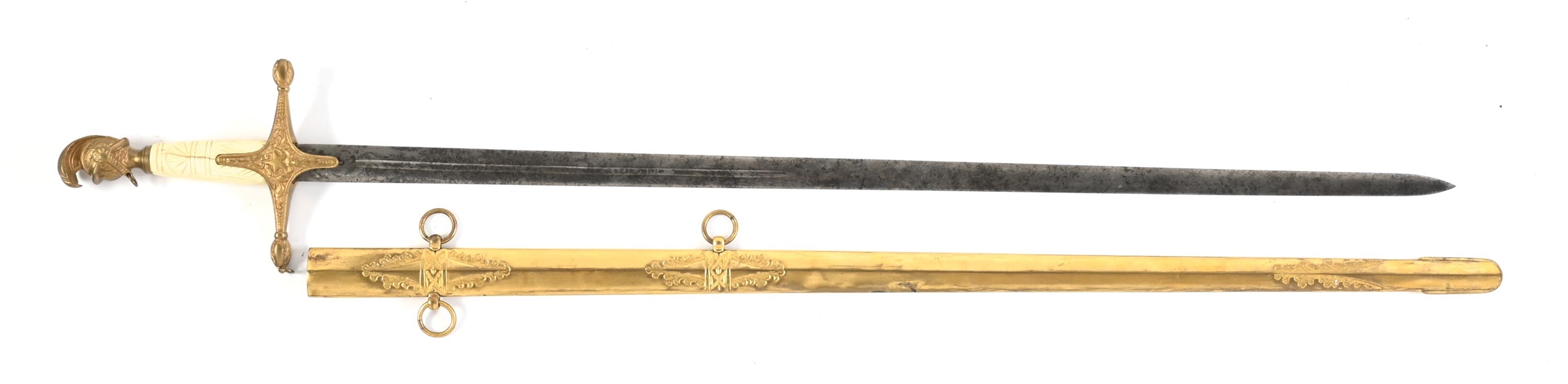 US PRE CIVIL WAR KNIGHT HEAD POMMEL MILITIA OFFICERS SWORD BY AMES.