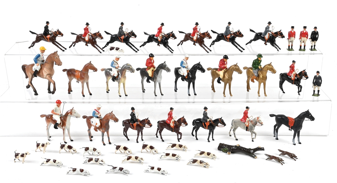 BRITAINS HUNT & ALLTOY JOCKEYS, 47 PIECES