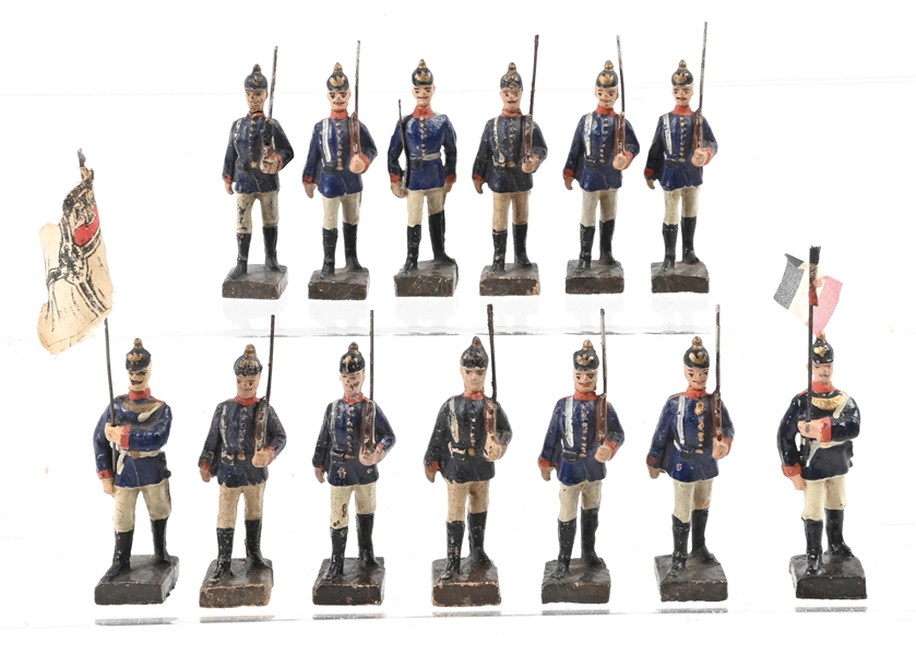 EARLY 8.5CM LINEOL IMPERIAL GERMAN ARMY, 13 PIECES
