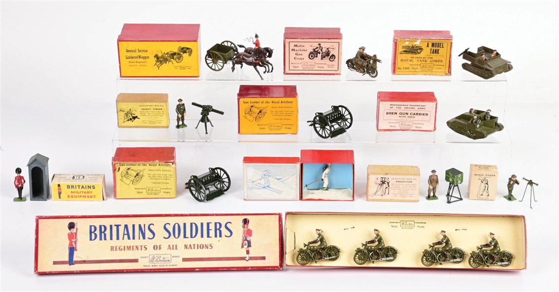 LOT OF 12: W. BRITAINS MILITARY EQUIPMENT