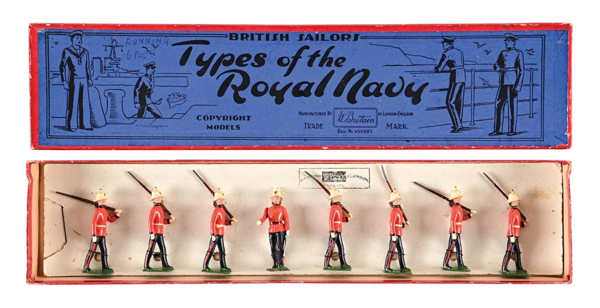 W. BRITAINS ROYAL MARINE LIGHT INFANTRY MARCHING AT SLOPE SET NO. 1620 IN BOX